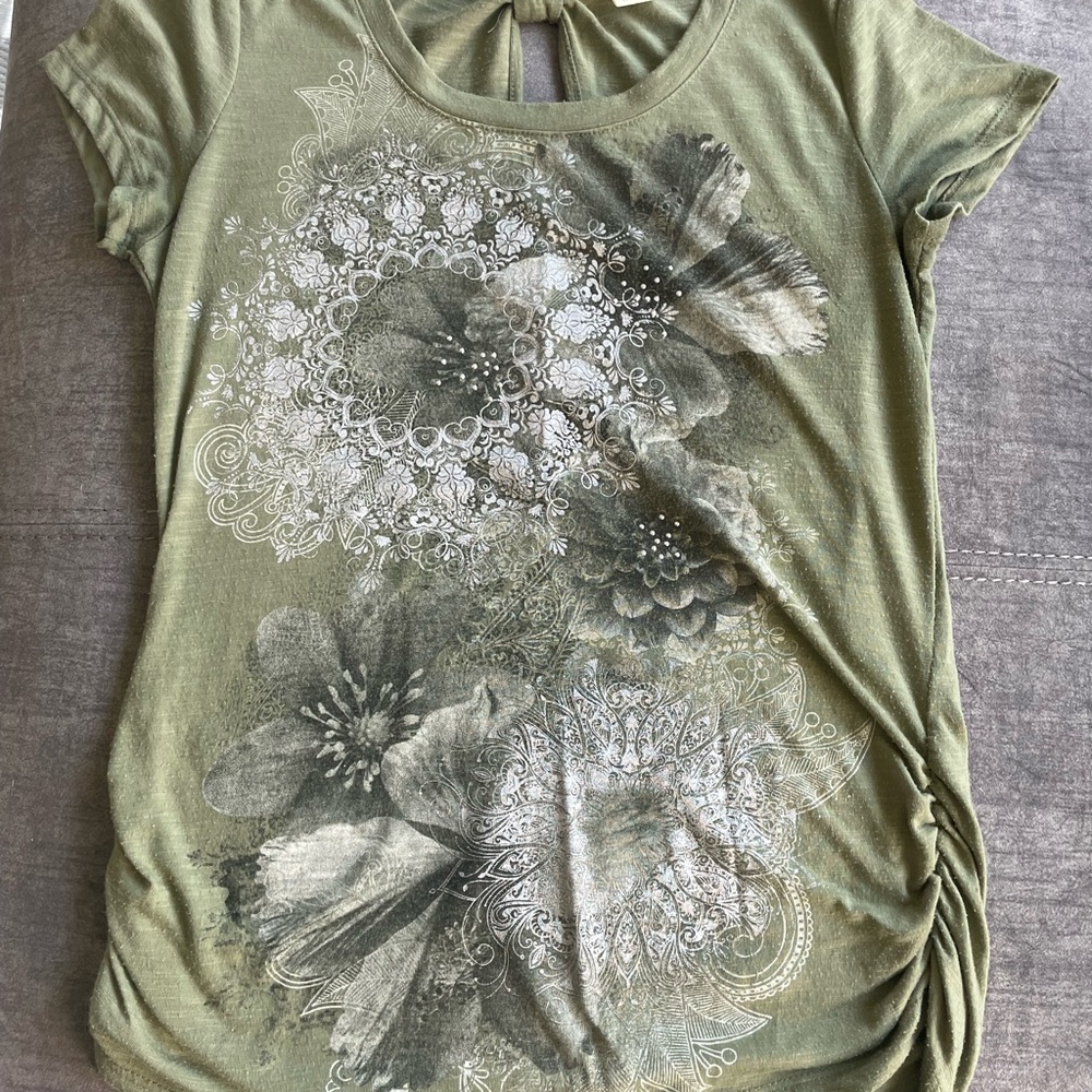 Floral y2k Print Green Women's Top